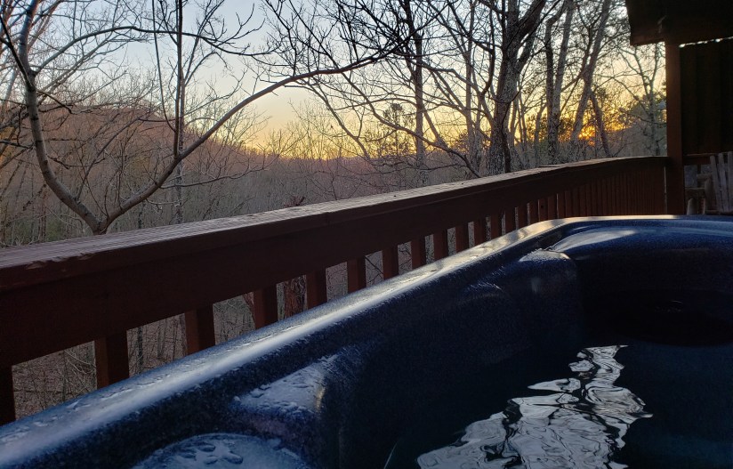 Hot tub at sunset
